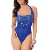 Lovely Sexy See-through Bow-tie Decoration Blue Te