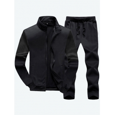 

LW Men Drawstring Tracksuit Set, Black