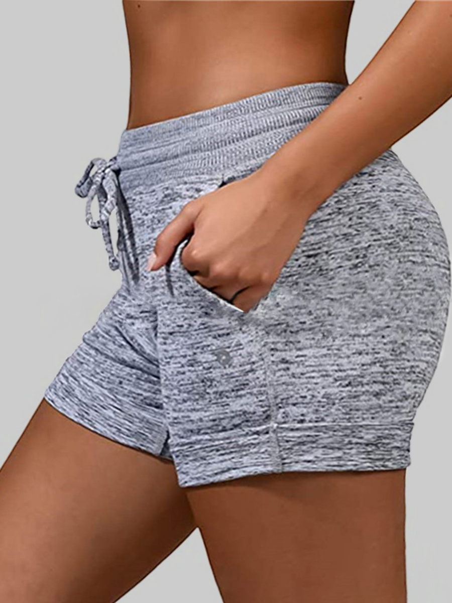 

Lovely Sporty Drawstring Elastic Grey Plus Size Shorts