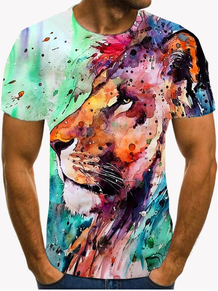 

Lovely Street Animal Splash Ink Print Multicolor Men T-shirt, Multi