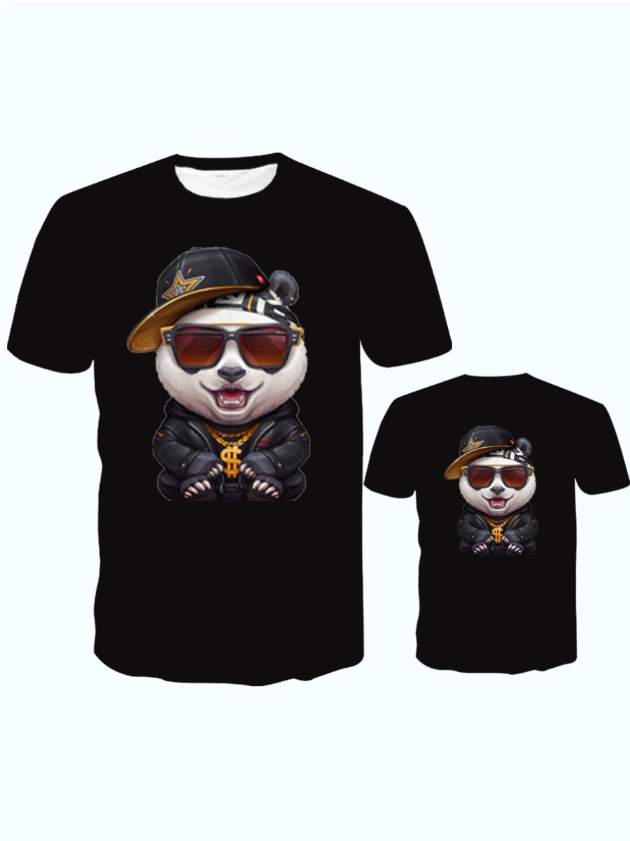 

Lovely Casual O Neck Cartoon Print Black Men T-shirt