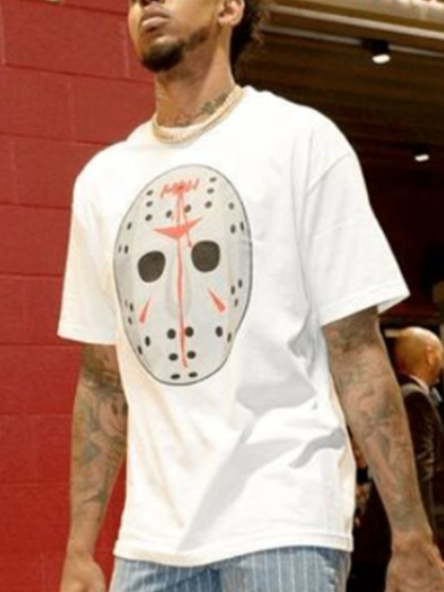 

Lovely Casual O Neck Dot Print Patchwork White Men T-shirt