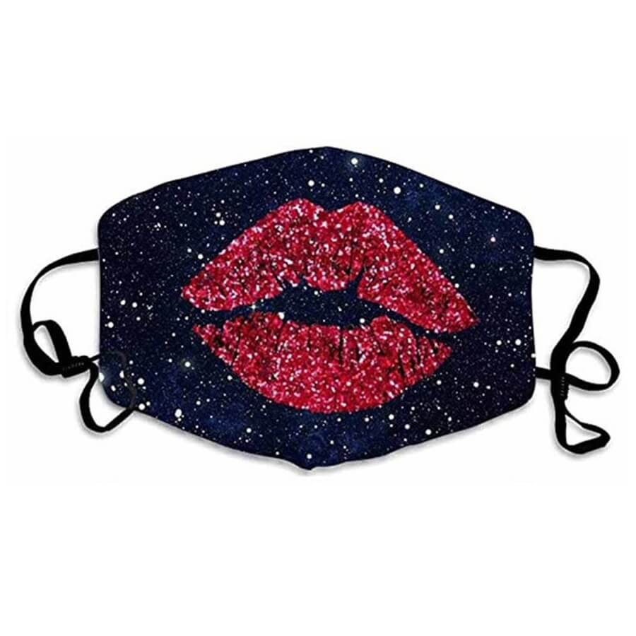 

Lovely Casual Lip Print Sequined Red Face Mask