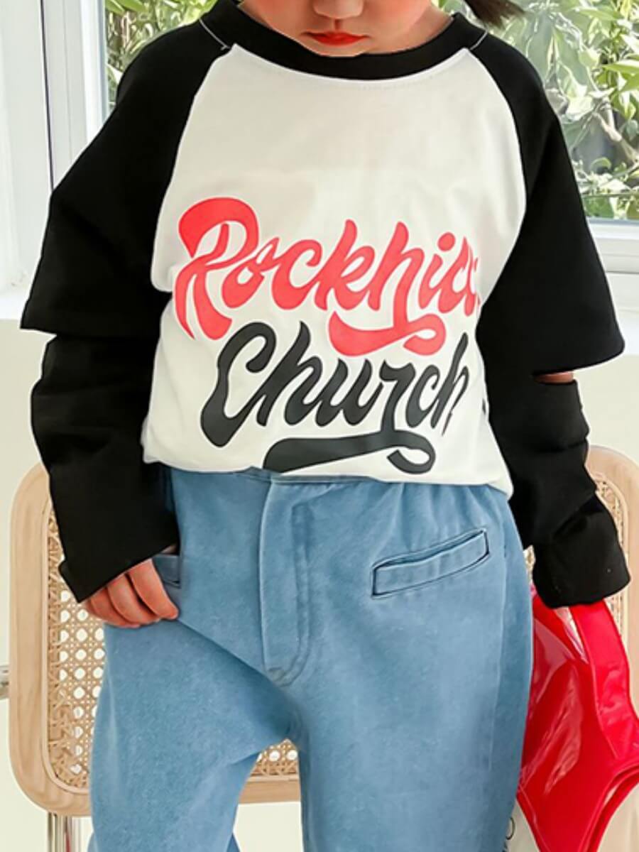 

Lovely Girl Street Letter Print Hollow-out Patchwork White T-shirt