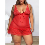 Lovely Sexy See-through Bow-tie Decoration Red Plu
