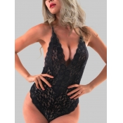 Lovely Sexy Backless Criss Cross Black Teddies