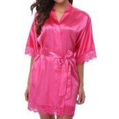 Lovely Sexy Cross-over Lace-up Rose Red Babydoll