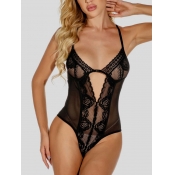 Lovely Sexy See-through Hollow-out Black Teddies