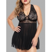 Lovely Sexy Mesh Bandage Hollow-out Design Black P