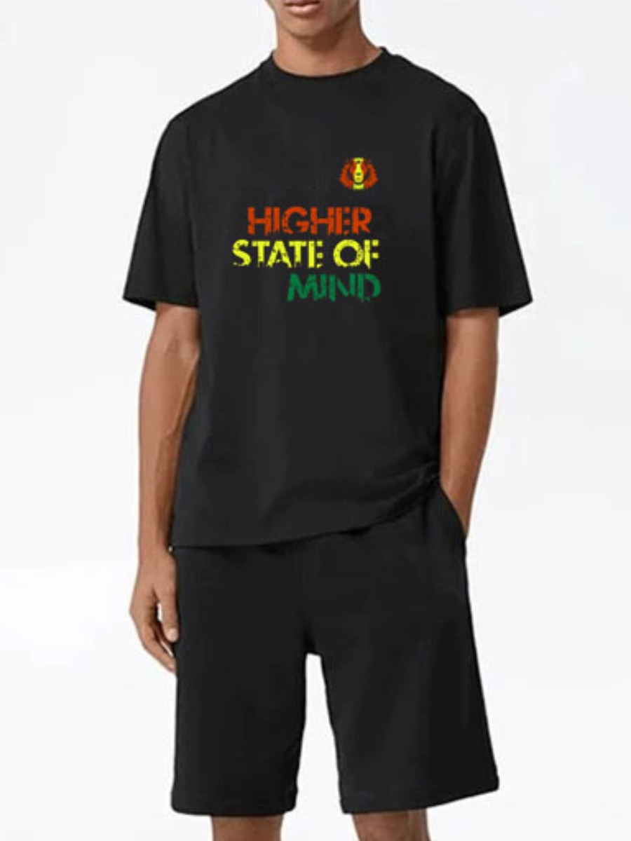 

Lovely Casual O Neck Letter Print Black Men T-shirt