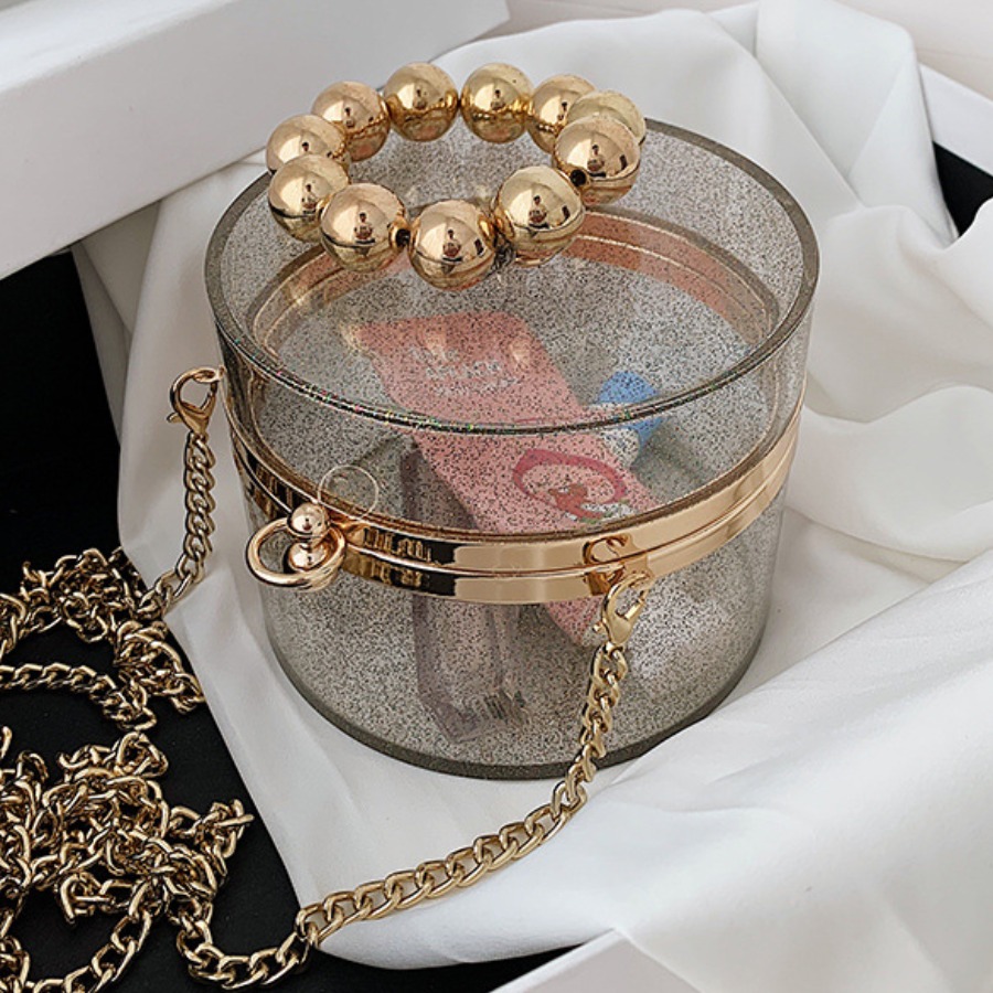 

Lovely Stylish See-through Ball-shaped Decoration Light Grey Crossbody Bag