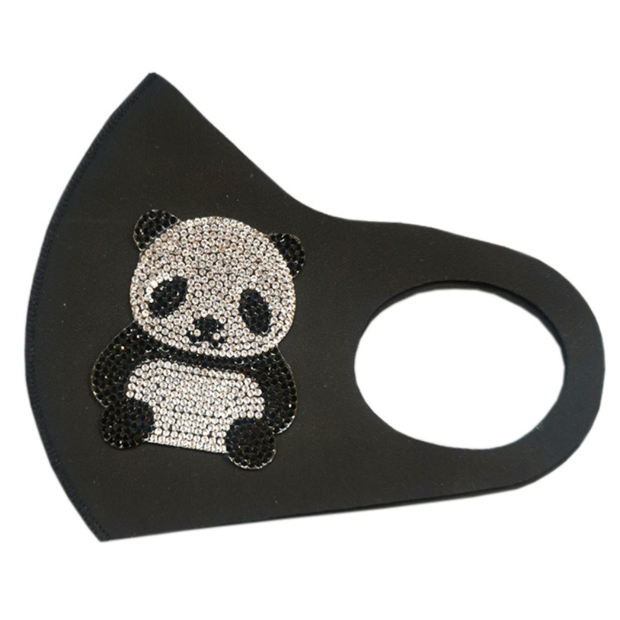 

Lovely Casual Sequined Panda Black Face Mask