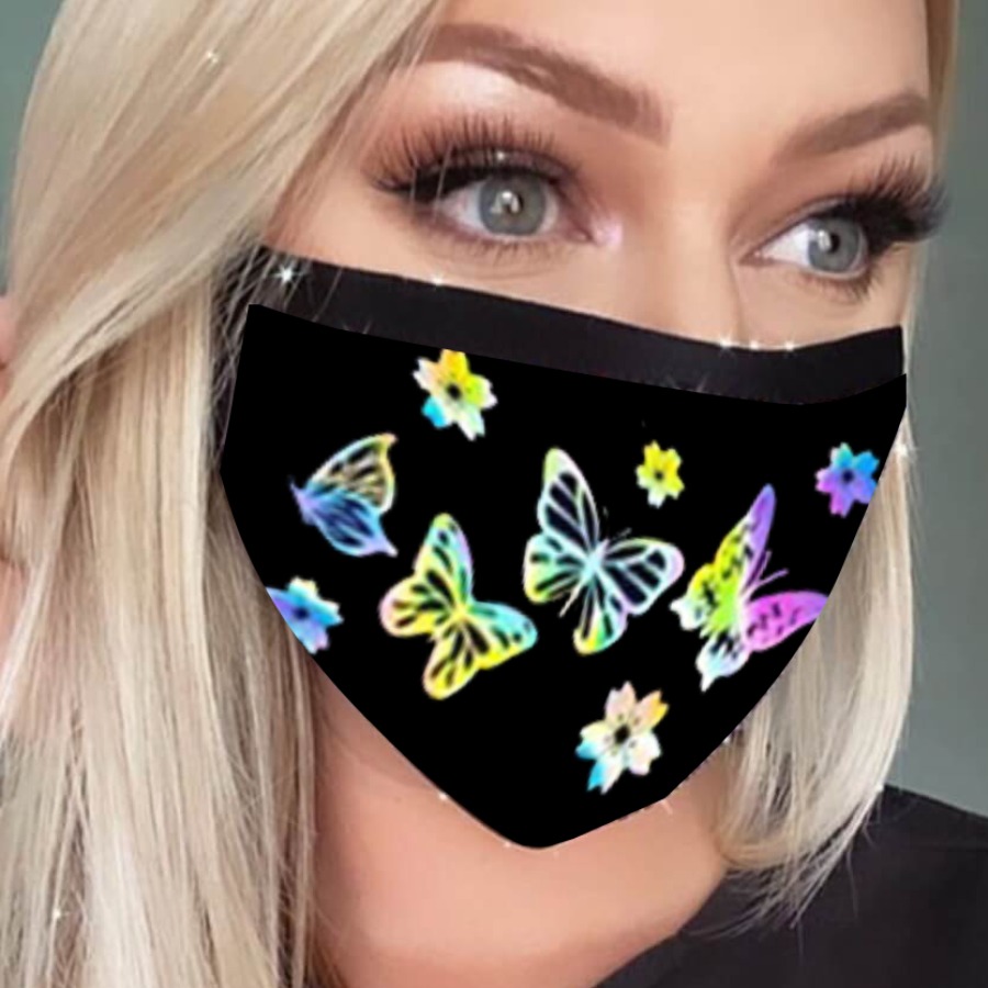 

Lovely Casual Butterfly Print Multicolor Face Mask, Multi