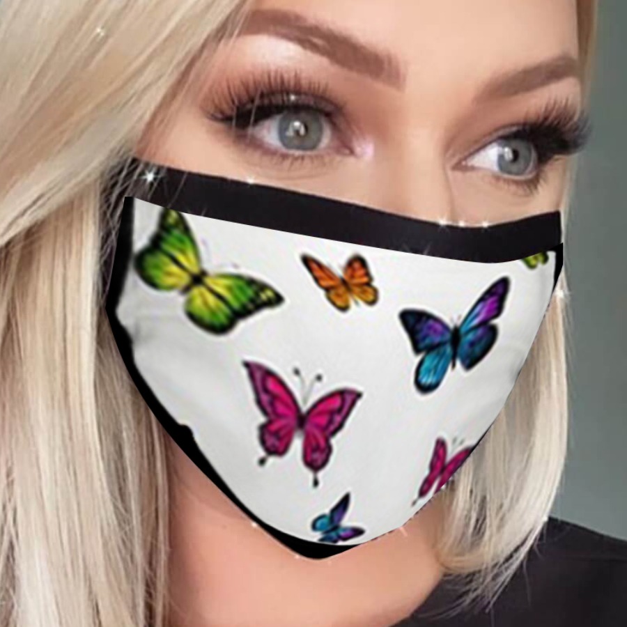 

Lovely Casual Butterfly Print Milk White Face Mask