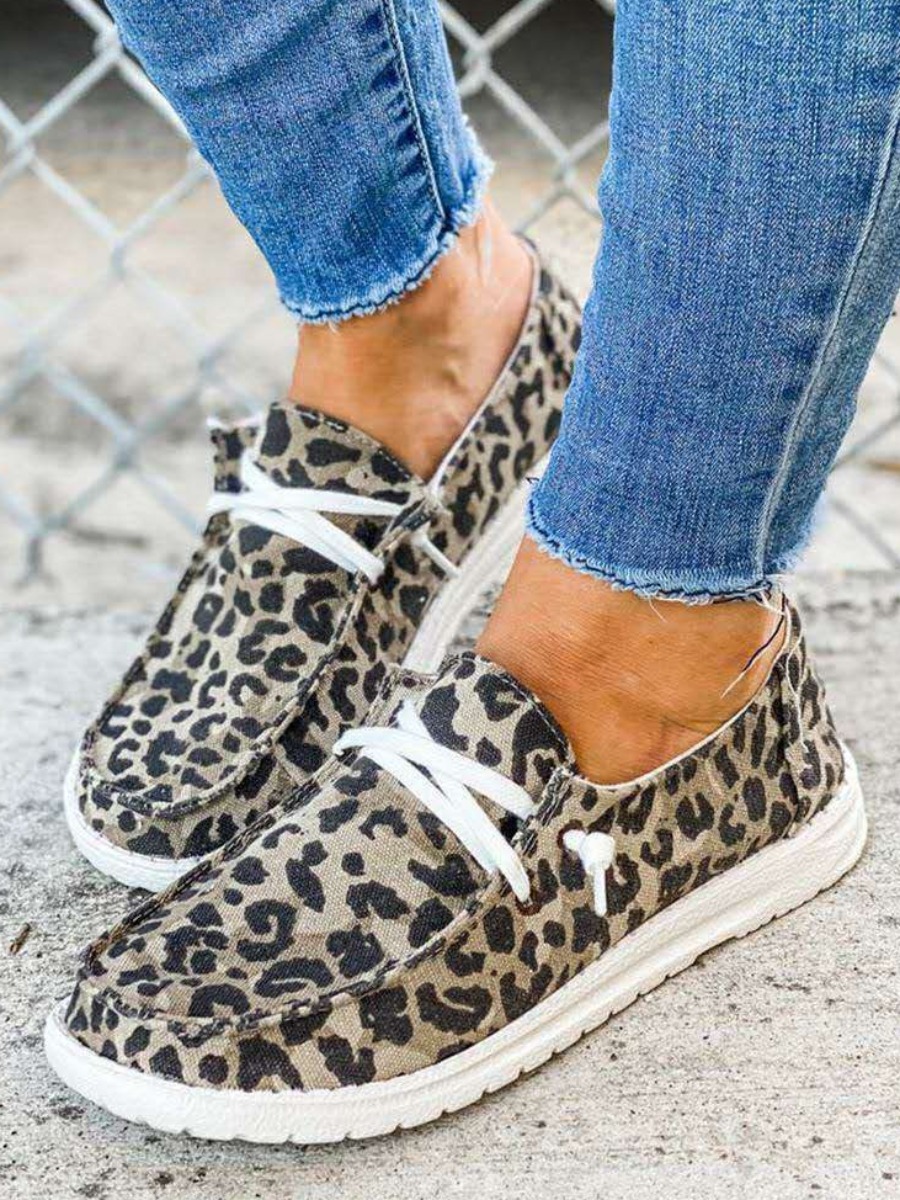 

LW Casual Leopard Print Lace-up Flats
