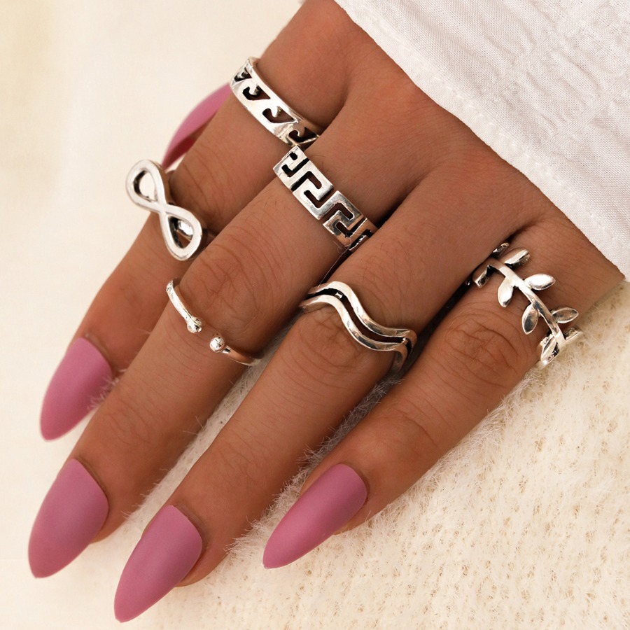 

Lovely Casual Letter Silver 6-piece Ring