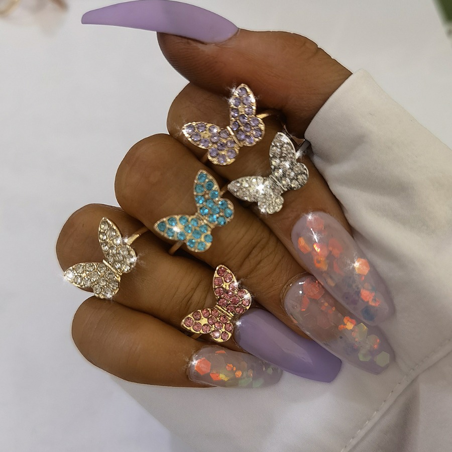 

Lovely Casual Butterfly Purple 5-piece Ring