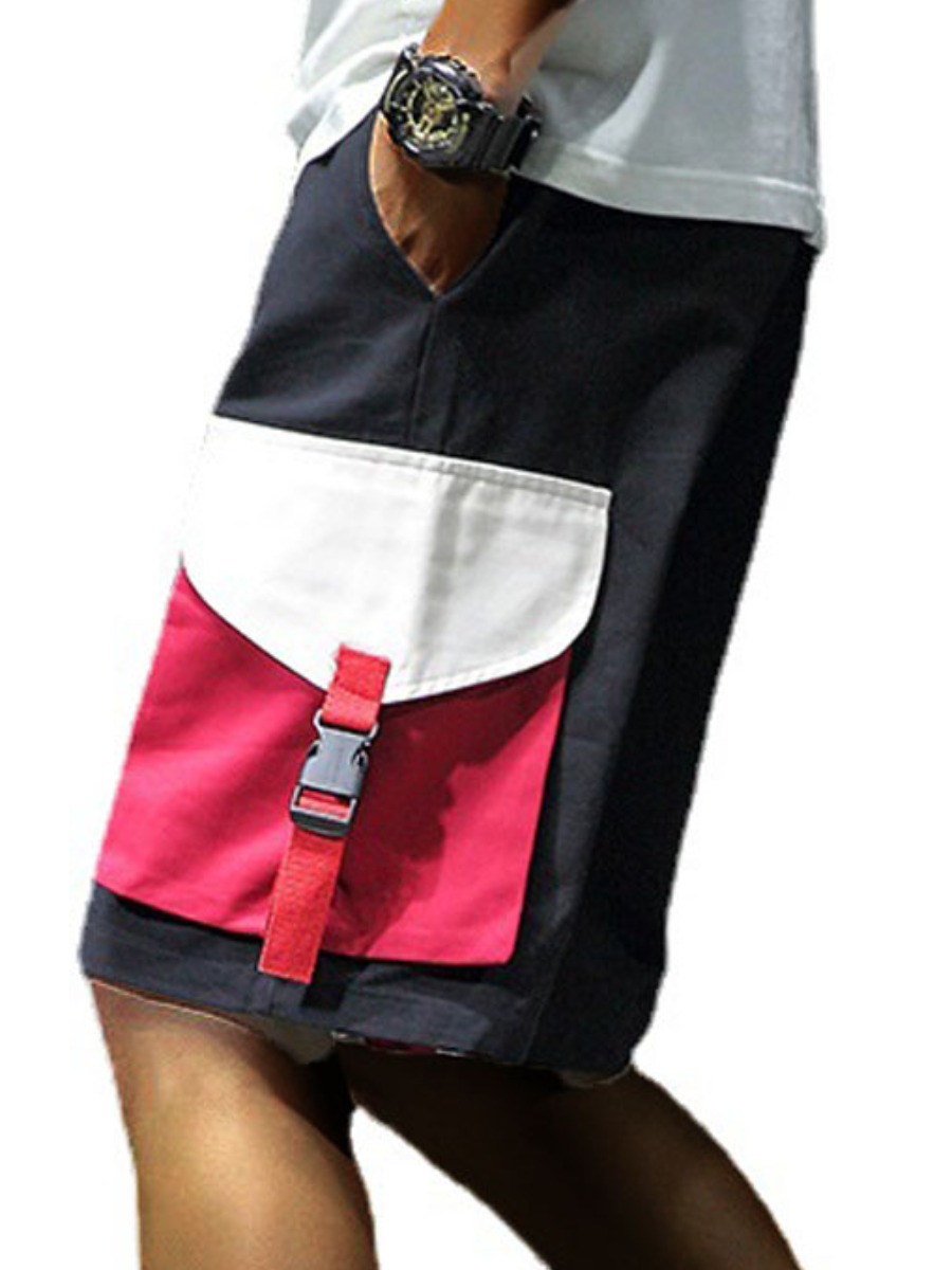 

Lovely Men Casual Side Pocket Buckle Design Black Shorts