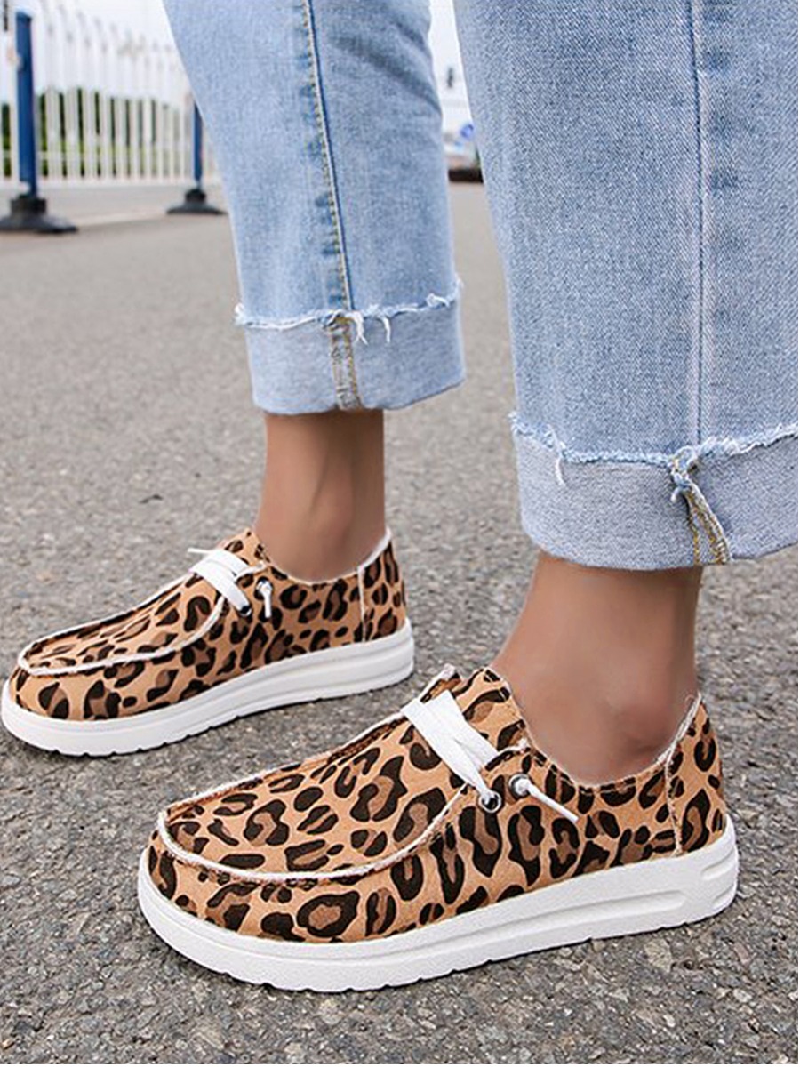 

LW Casual Leopard Print Lace-up Flats