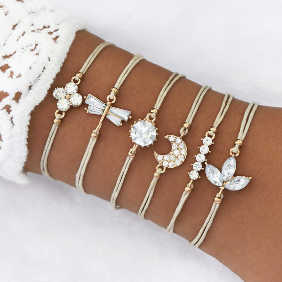

Lovely Casual Moon White 6-piece Bracelet