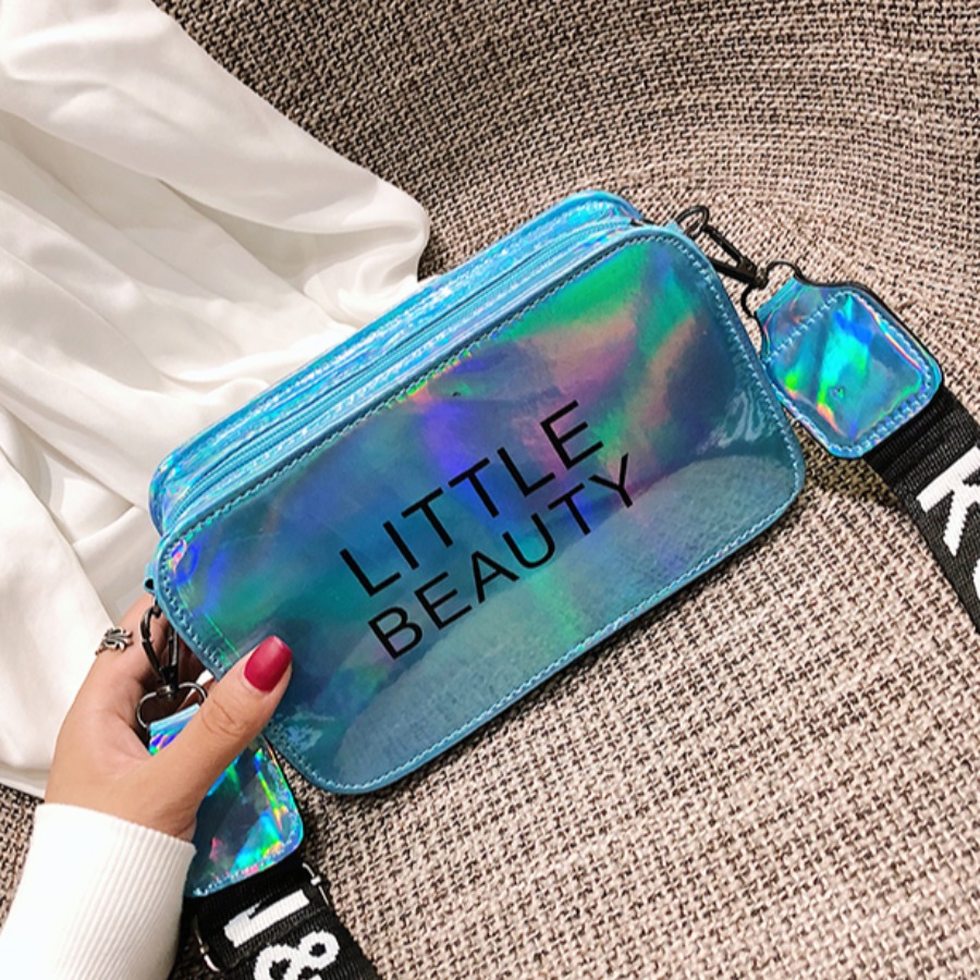 

Lovely Street Laser Letter Print Blue Crossbody Bag