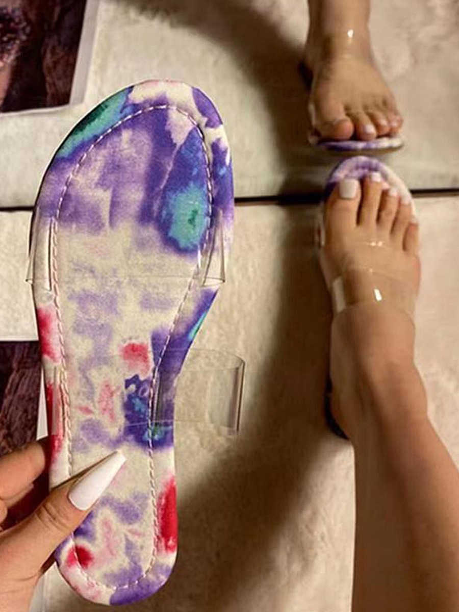 

Lovely Casual Tie-dye See-through Blue Slippers