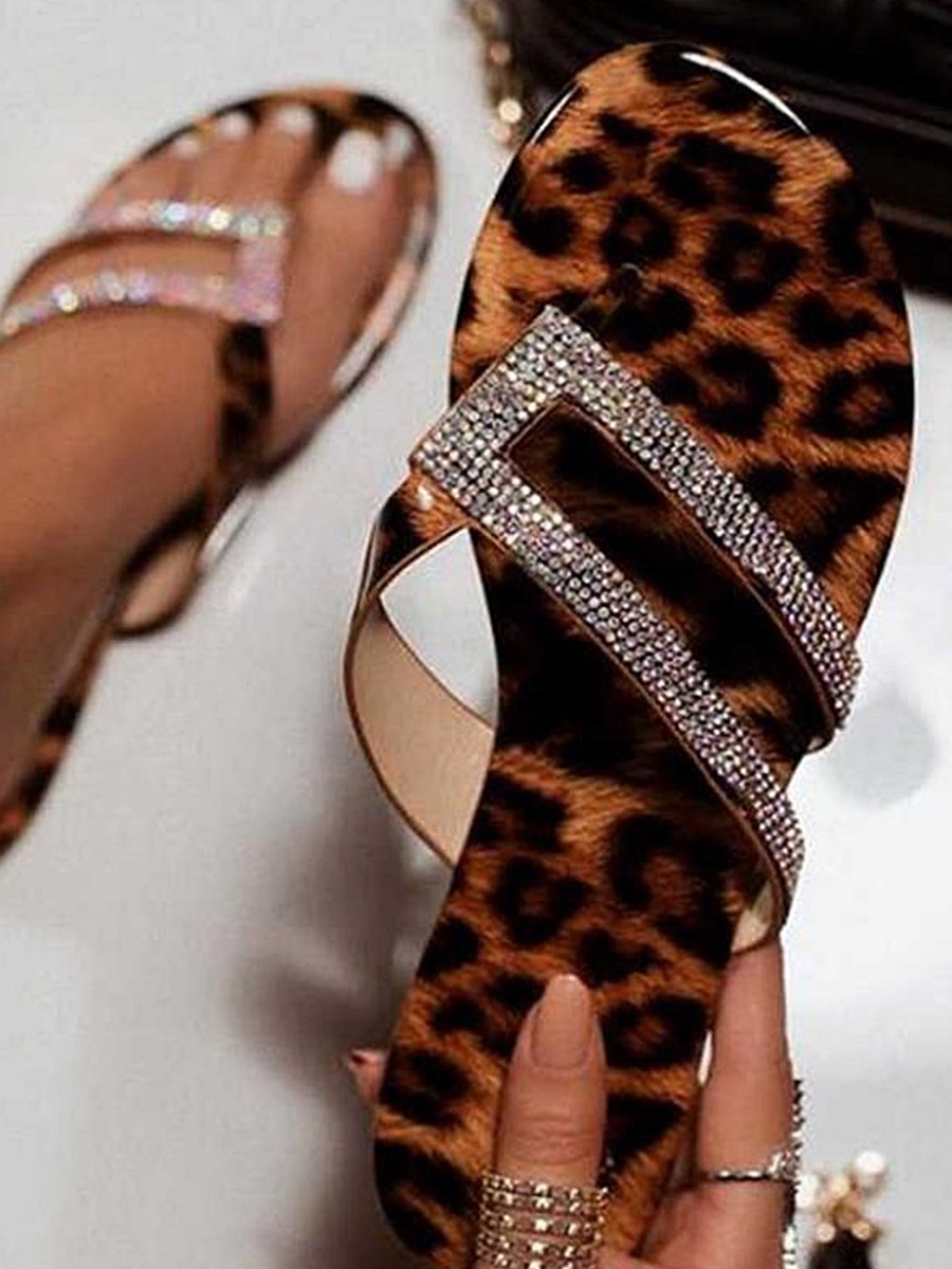 

LW Casual Leopard Print Sequined Slides
