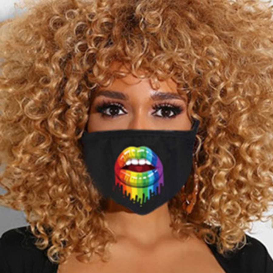 

LW Lip Print Multicolor Face Mask, Multi