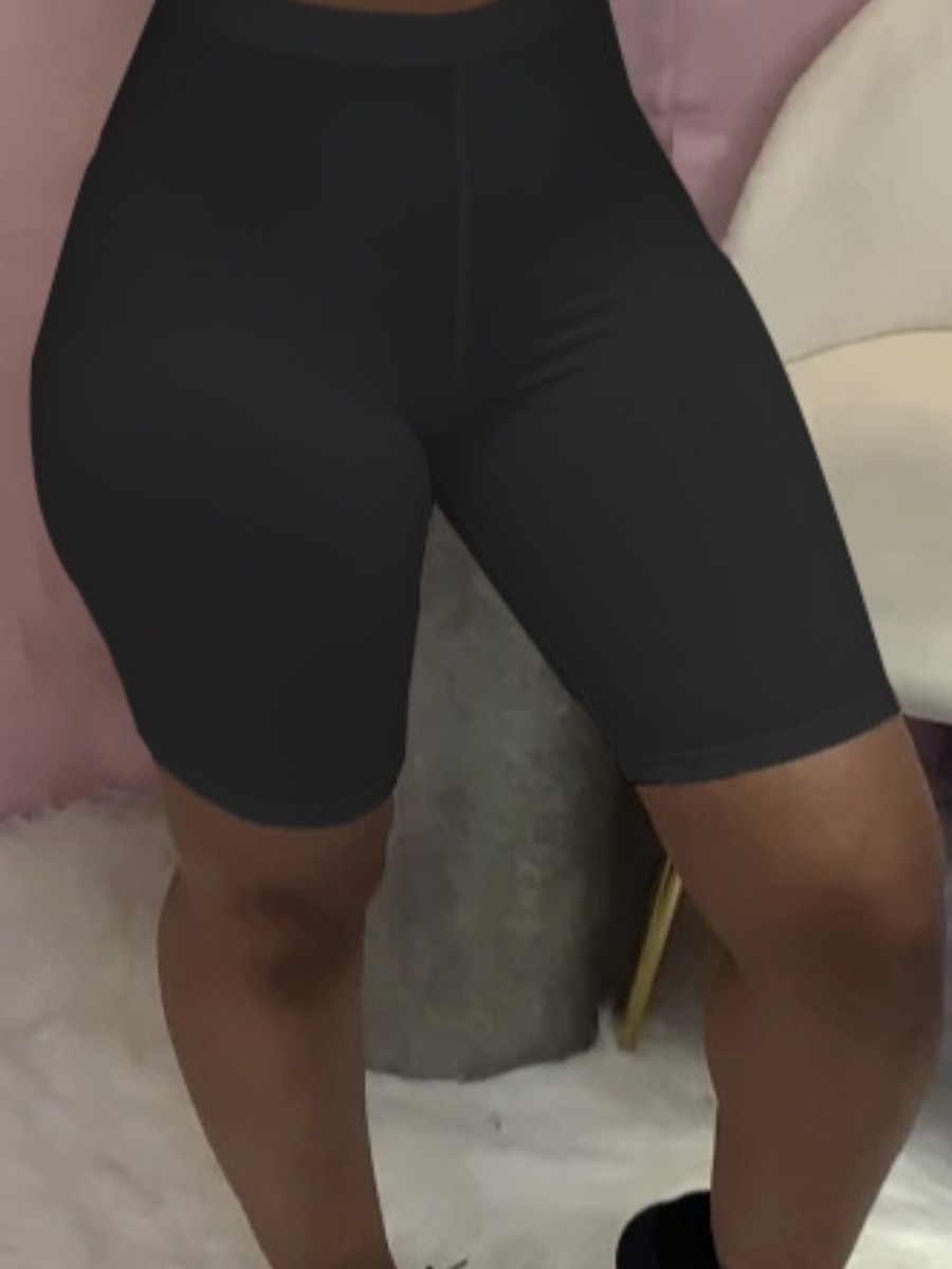 

LW Sporty High-waisted Elastic Black Shorts
