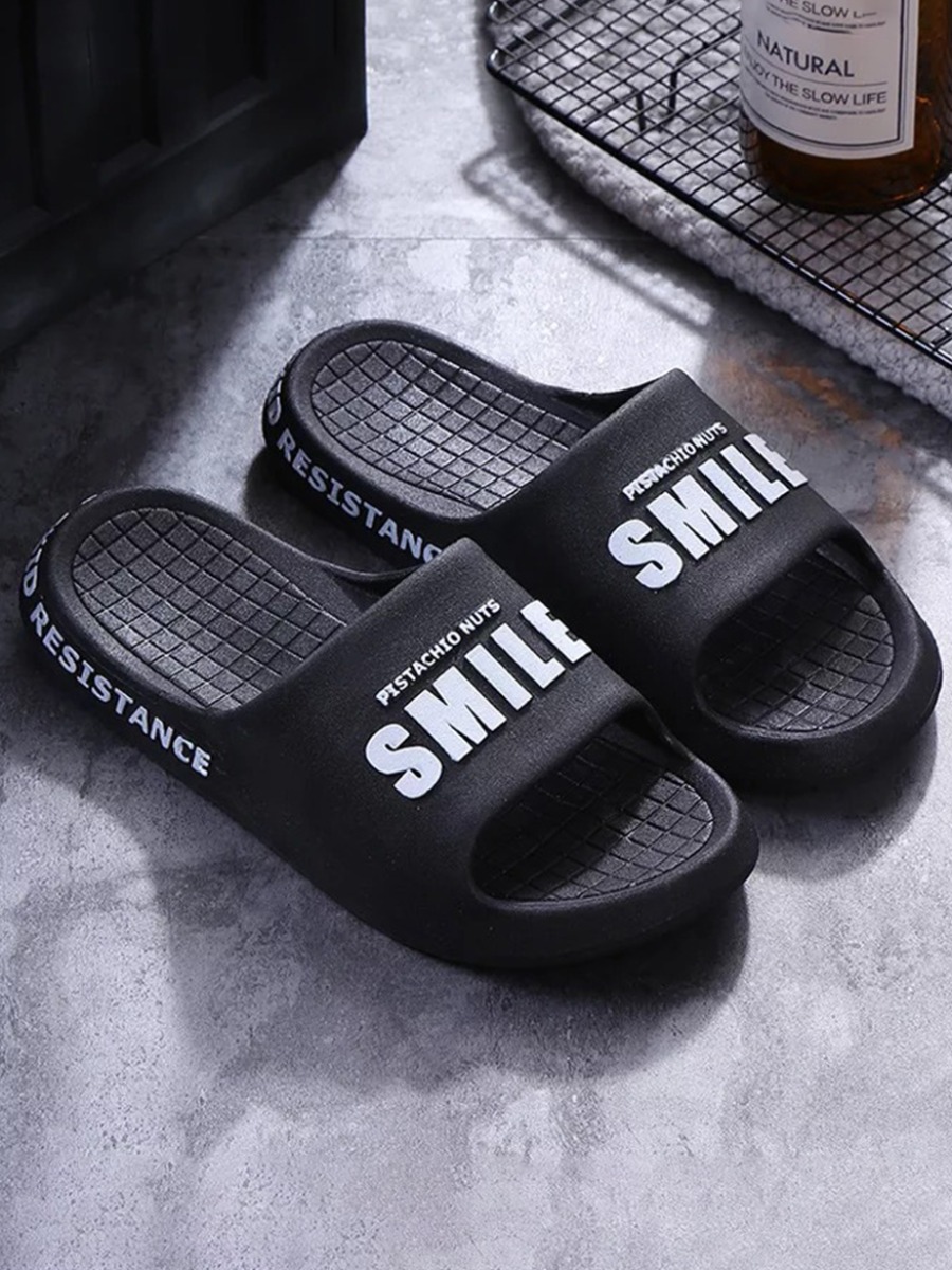 

Lovely Casual Letter Print Black Slippers