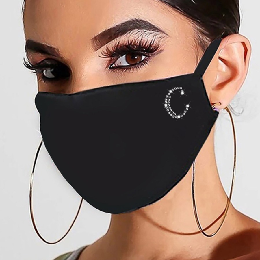 

Lovely Casual Letter Sequined Pitch-black Face Mask