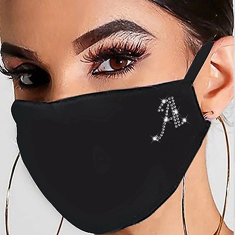 

Lovely Casual Sequined Letter Black Face Mask