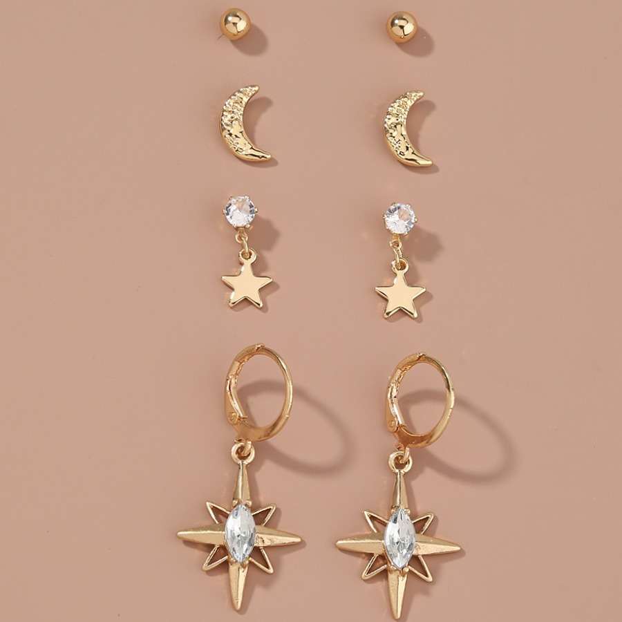 

Lovely Casual Star Moon Gold Earring