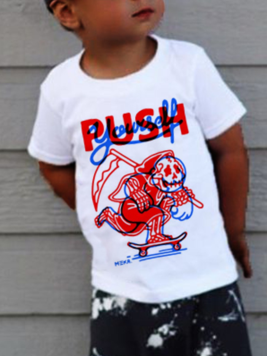 

Lovely Boy Casual Cartoon Letter Print White T-shirt