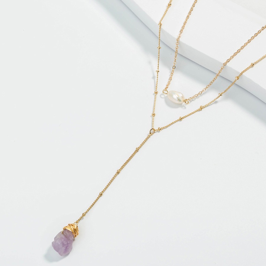 

Lovely Casual Tassel Design Gold Double-layer Necklace