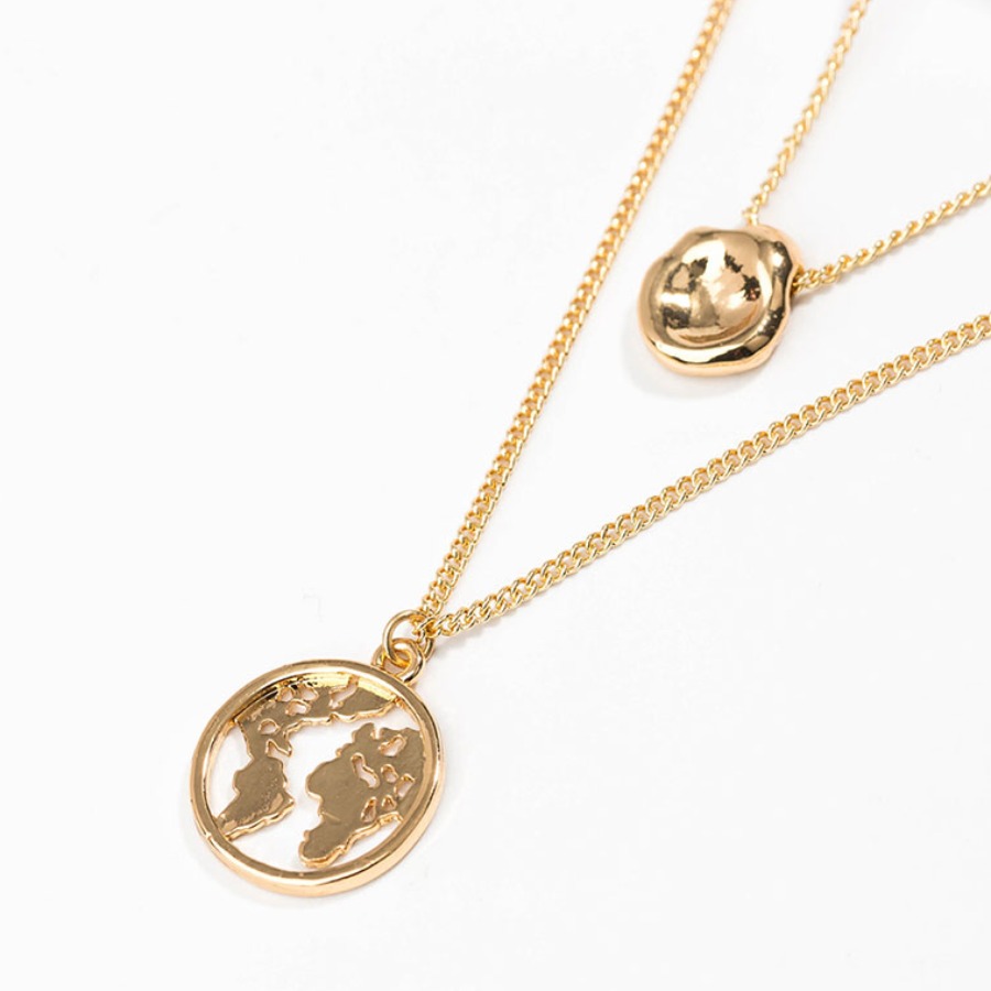 

Lovely Casual Coin Gold Double-layer Necklace