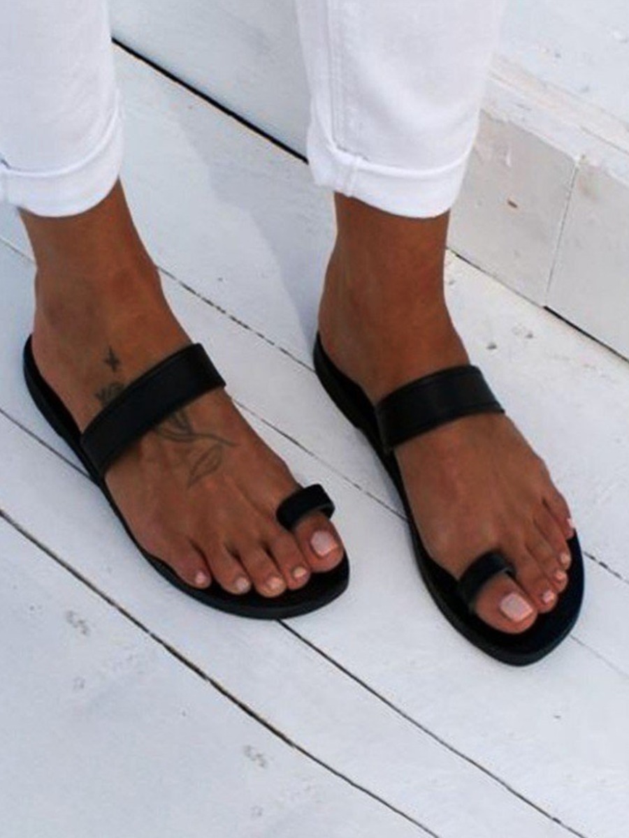 

Lovely Casual Round-toe Black Slippers