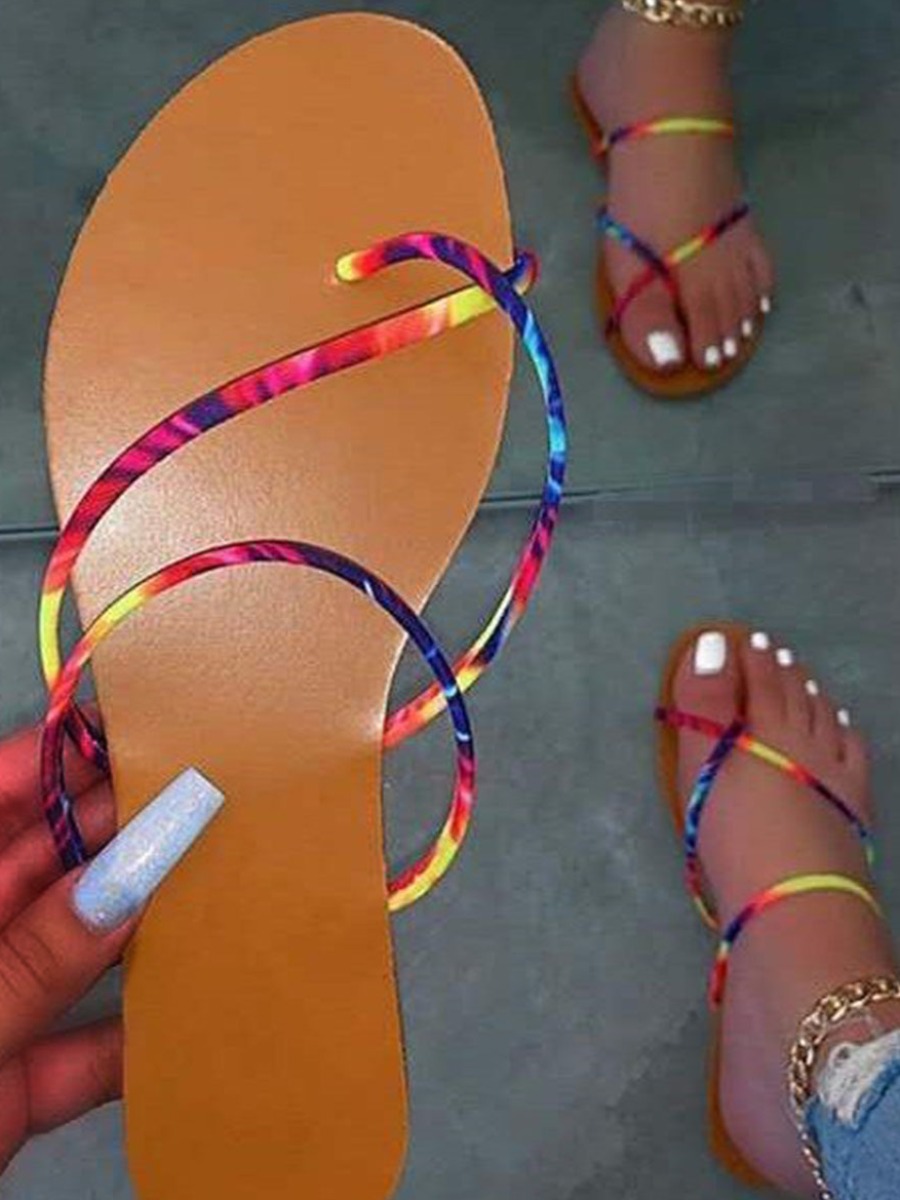 LW Casual Tie-dye Bandage Design Multicolor Slides