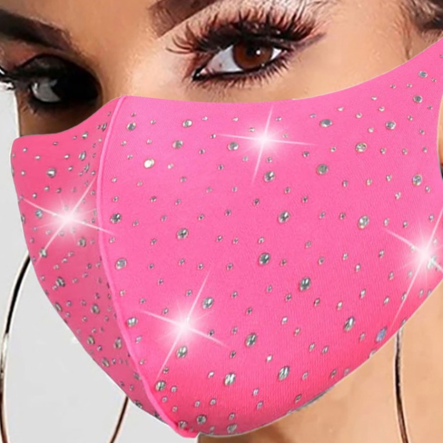 

LW Chic Sequined Decoration Face Mask, Rose red