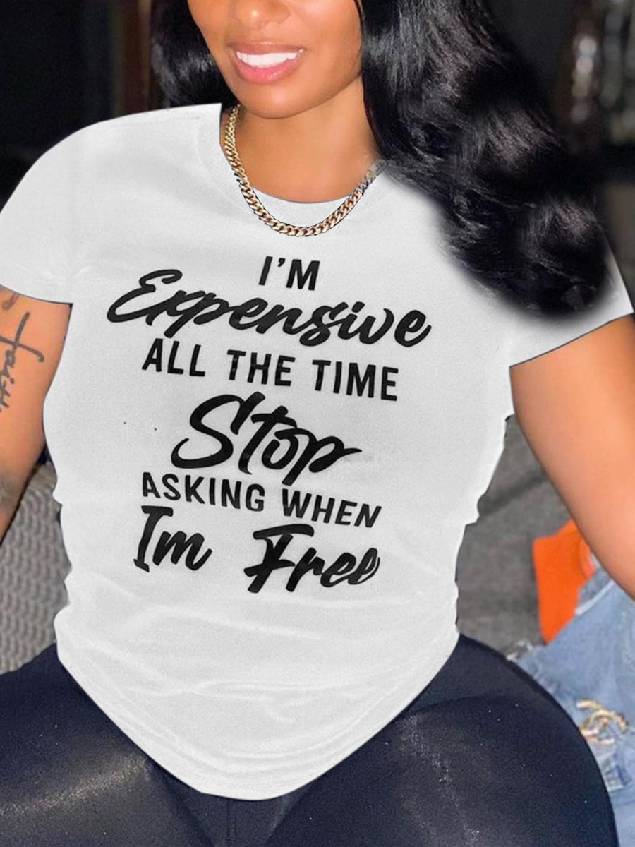 

Lovely Casual O Neck Letter Print White T-shirt