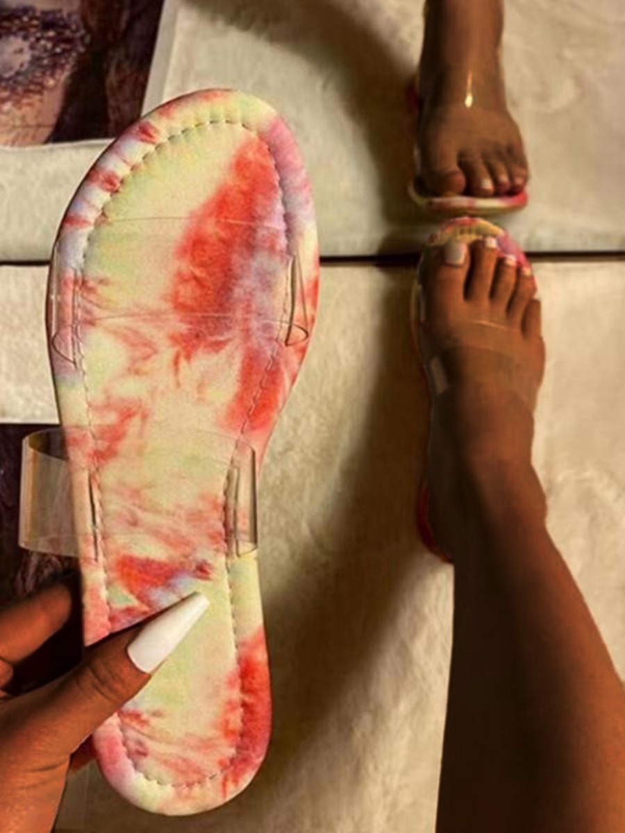 

Lovely Casual Tie-dye See-through Pink Slippers