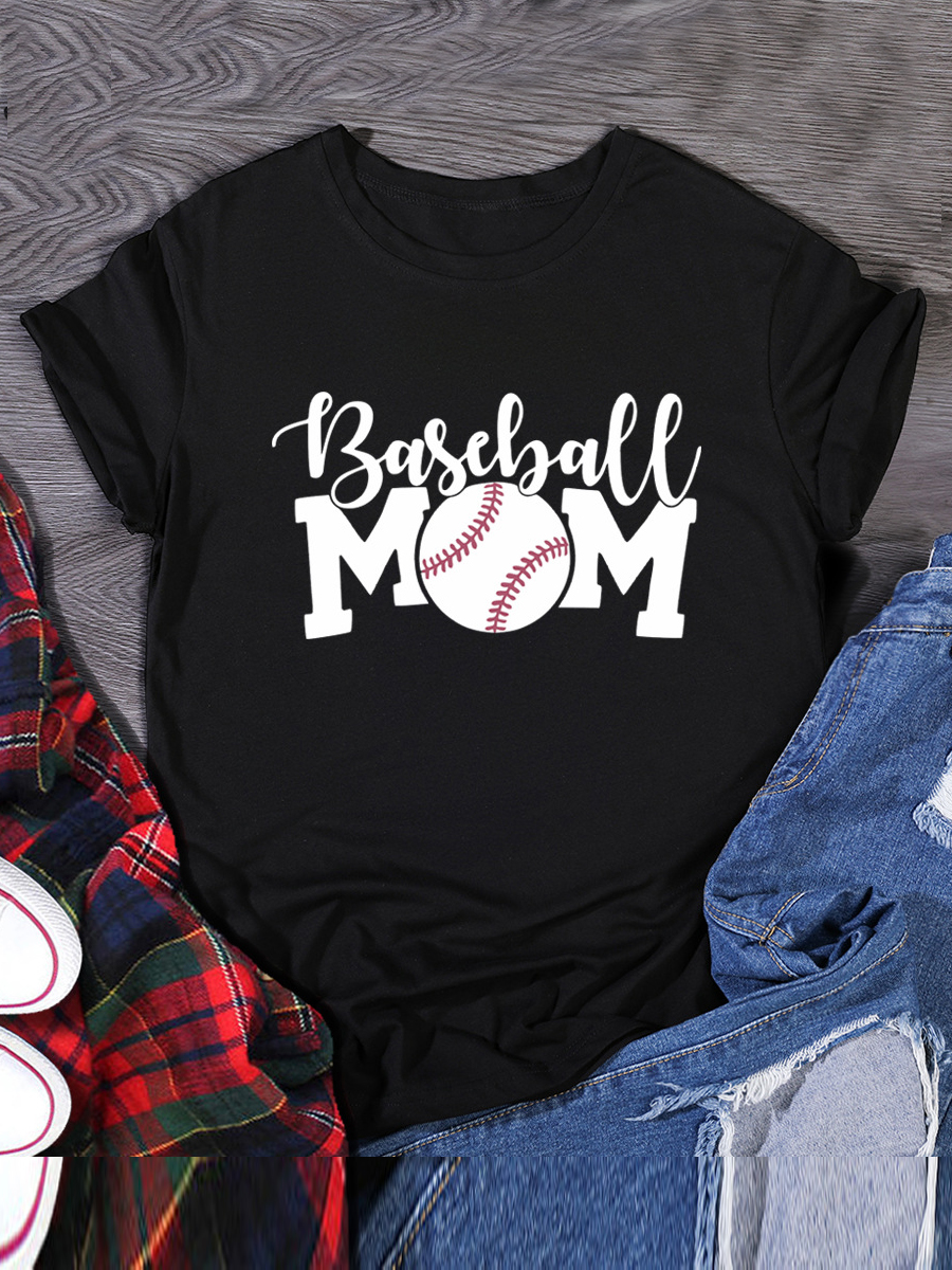 

LW Casual O Neck Letter Print Black T-shirt