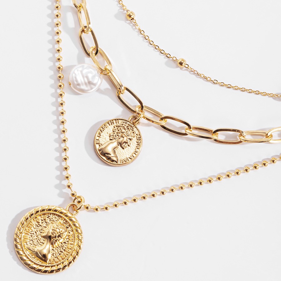 

Lovely Street Coin Gold Multilayer Necklace