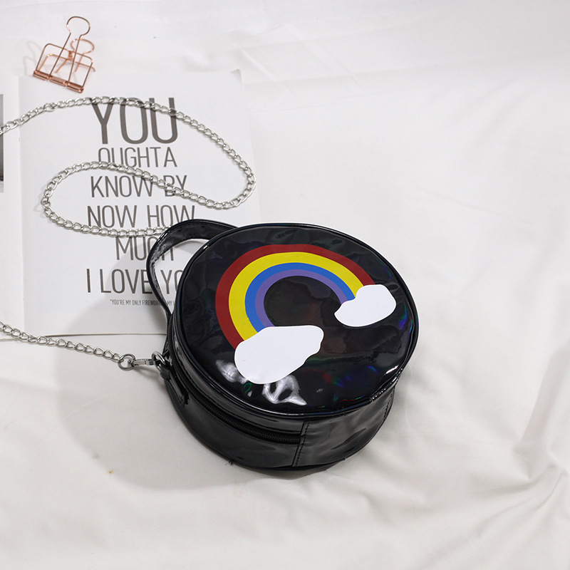 

Lovely Street Rainbow Stripe Black Crossbody Bag