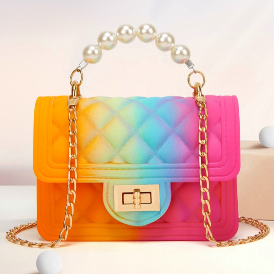 

LW Street Gradient Pearl Decoration Rose Red Crossbody Bags
