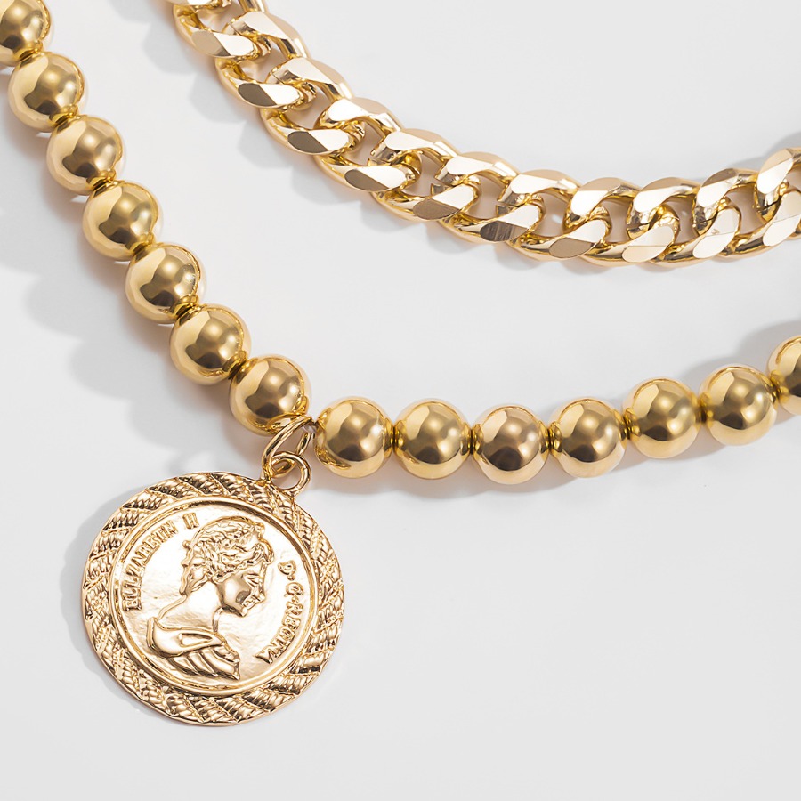 

Lovely Casual Coin Gold Double-layer Necklace