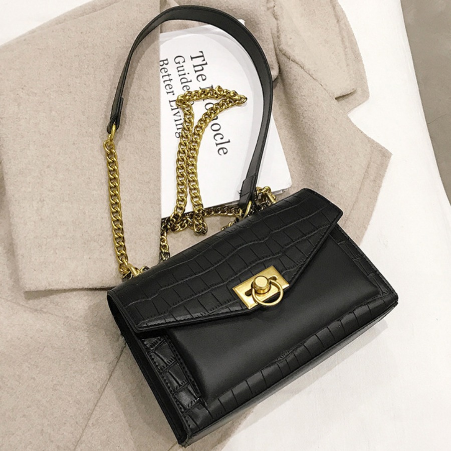 

Lovely Casual Chain Strap Black Crossbody Bag