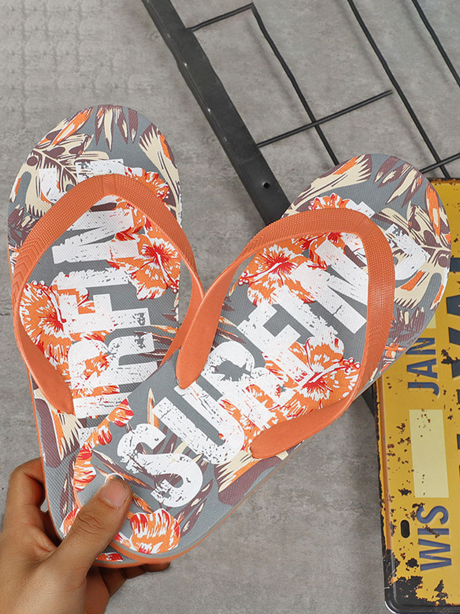 

Lovely Men Casual Letter Print Orange Slippers