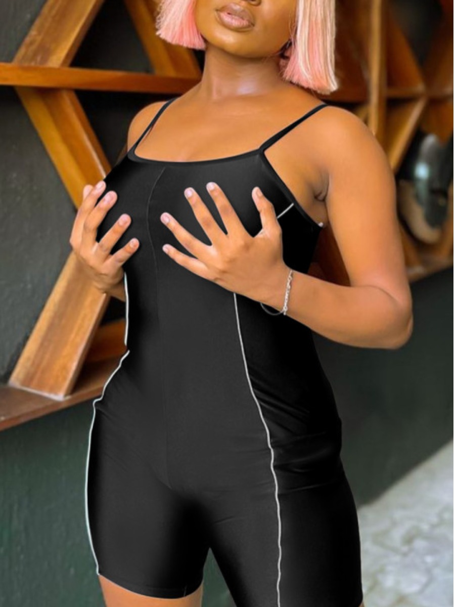 

LW Sporty Spaghetti Strap Skinny Grey One-piece Romper