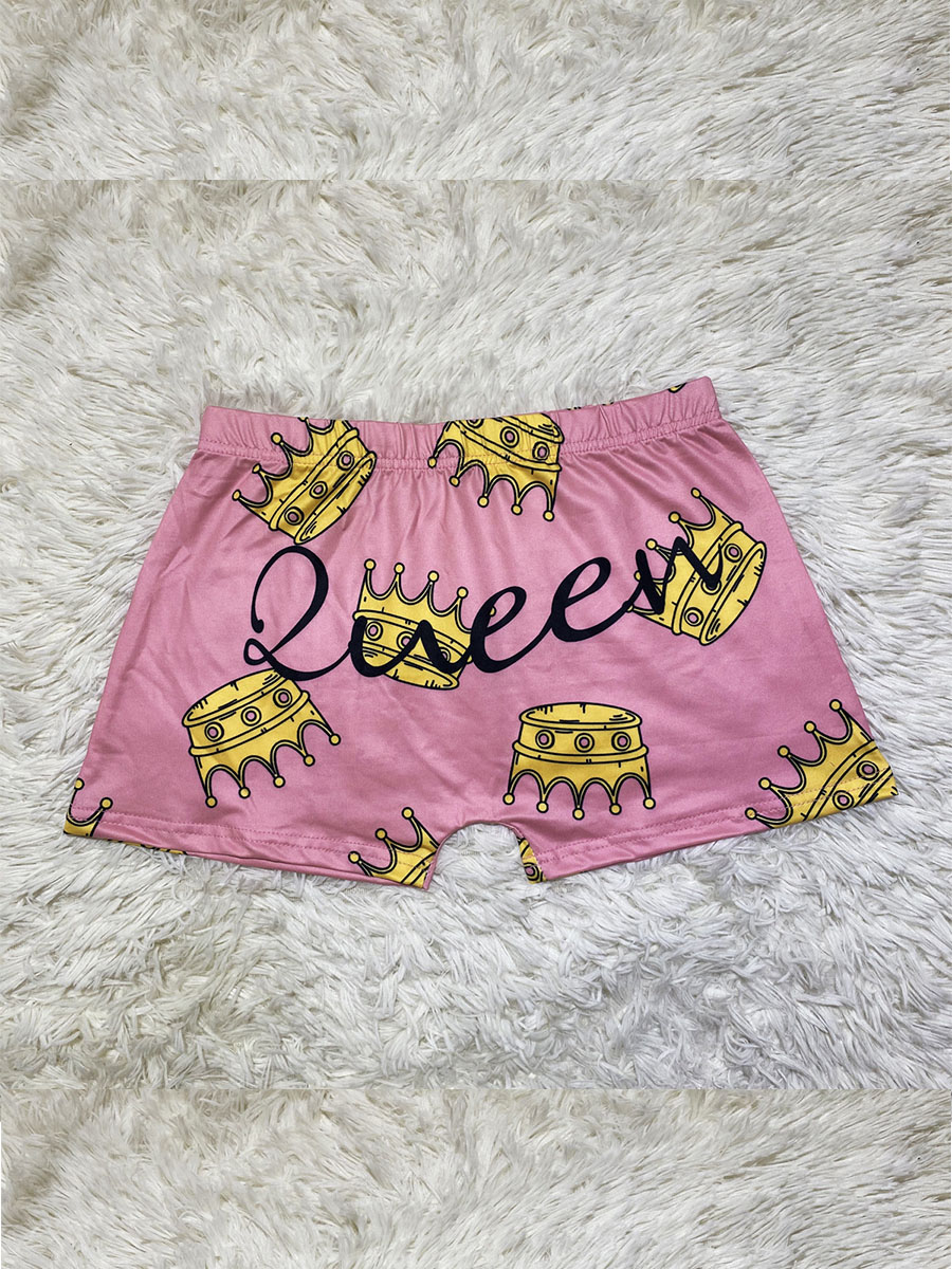 

Lovely Casual Crown Letter Print Pink Shorts